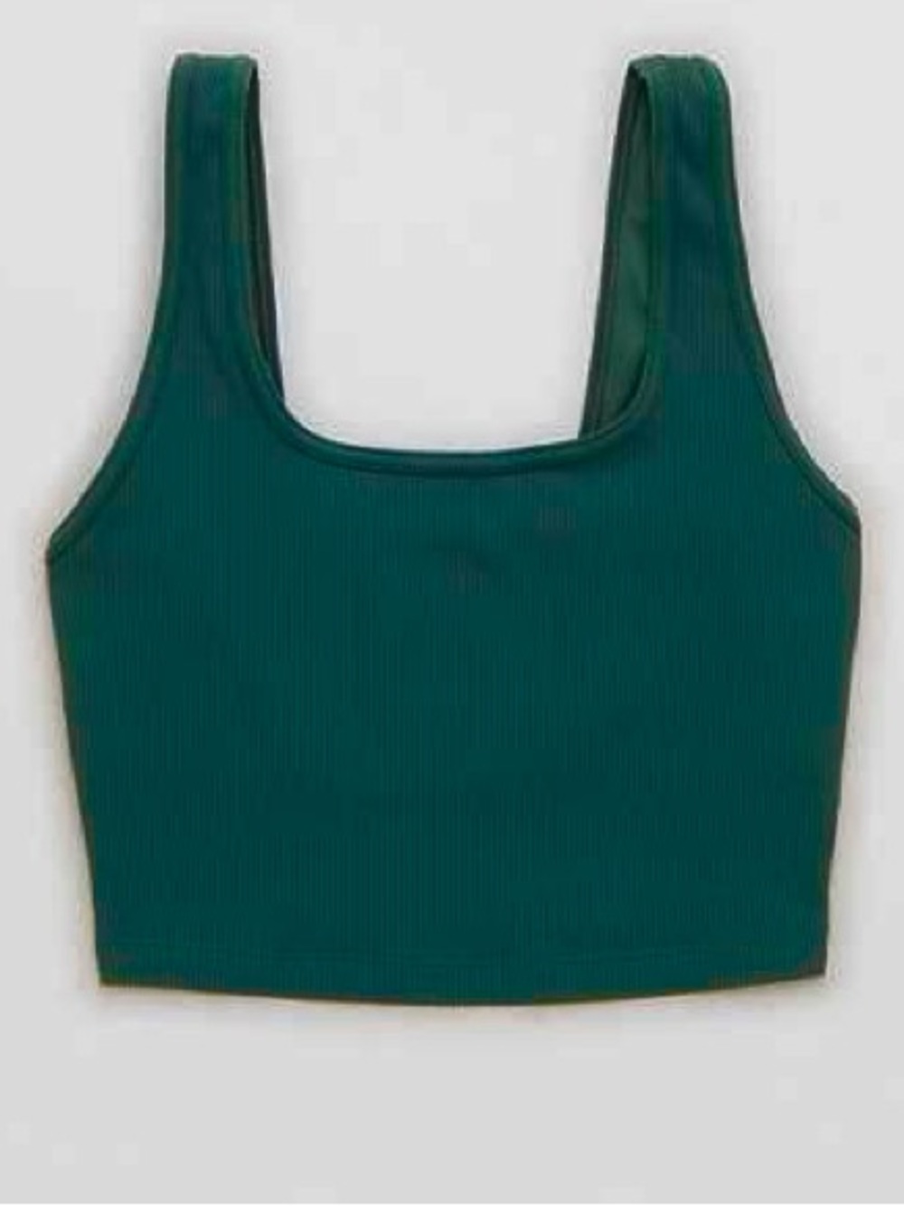 Aerie OFFLINE ribbed square neck longline sports bra tank top green XS NEW NWT